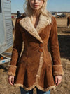 Vintage Suede Sherpa Trimmed Winter Coat thumbnail