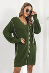 Contrast V-Neck Sweater Dress thumbnail