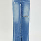 RISEN Full Size High Rise Frayed Hem Wide Leg Jeans