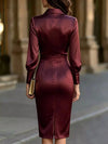 Satin Lantern Sleeve Midi Dress thumbnail