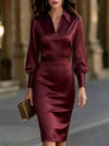 Satin Lantern Sleeve Midi Dress thumbnail