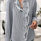 Lace Detail Ruffled Round Neck Long Sleeve Shirt