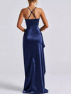 Satin Ruched High-Slit Maxi Dress thumbnail