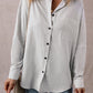 Pocketed Striped Collared Neck Long Sleeve Shirt