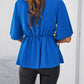 Surplice Tie Waist Half Sleeve Blouse