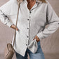 Pocketed Striped Collared Neck Long Sleeve Shirt