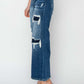 Risen Full Size High Rise Patch Detailed Wide Leg Crop Jeans