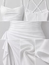 Satin Ruched High-Slit Maxi Dress thumbnail