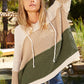 POL Color Block Long Sleeve Hooded Sweater