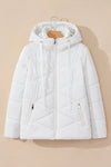 Drawstring Zip Up Long Sleeve Hooded Winter Coat thumbnail