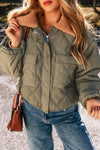 Drawstring Collared Neck Long Sleeve Winter Coat thumbnail