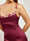 Floral Trim Satin Maxi Dress thumbnail