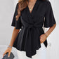 Surplice Tie Waist Half Sleeve Blouse