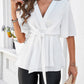 Surplice Tie Waist Half Sleeve Blouse