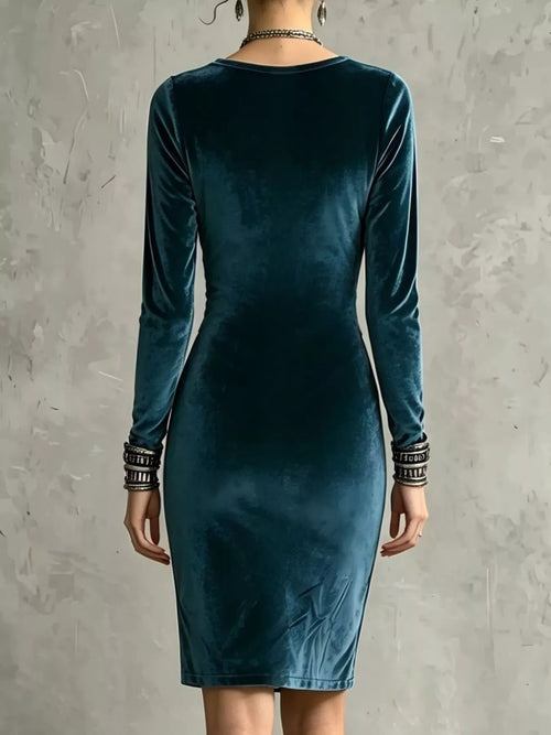 Customer styling Velvet Long-Sleeve Bodycon Dress