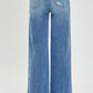 RISEN Full Size High Rise Frayed Hem Wide Leg Jeans