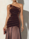 Velvet One-Shoulder Mermaid Maxi Dress thumbnail