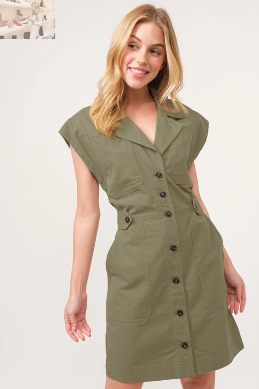 And The Why Button Up Sleeveless Dress