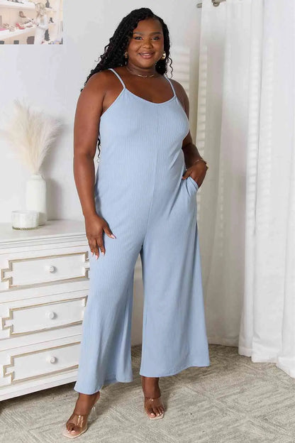 Basic Bae Full Size Spaghetti Strap V-Neck Jumpsuit - MegaSuperStar