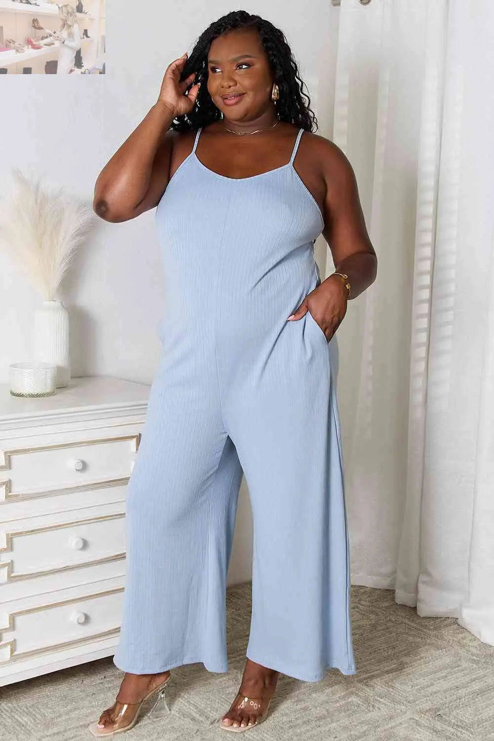 Basic Bae Full Size Spaghetti Strap V-Neck Jumpsuit - MegaSuperStar