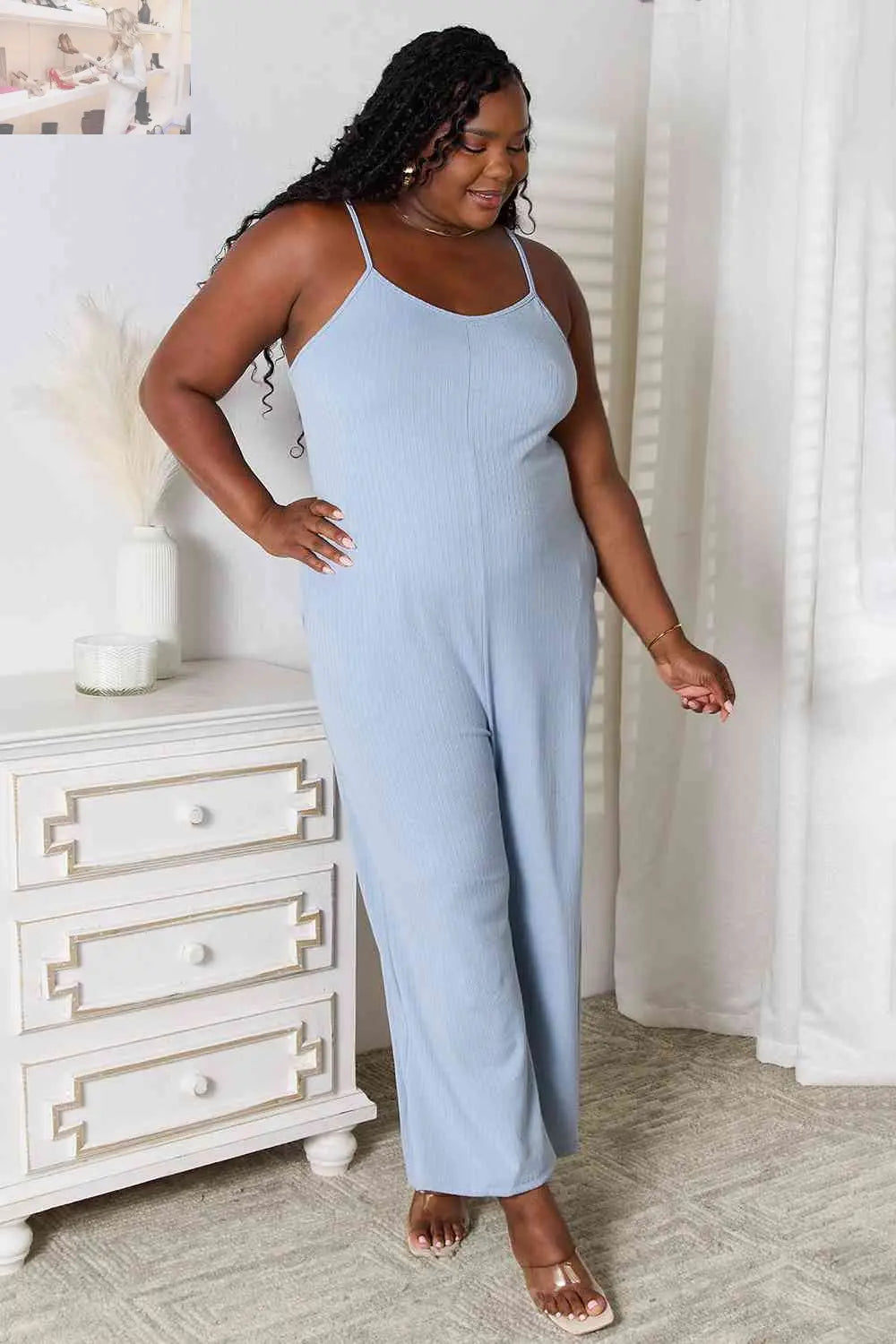 Basic Bae Full Size Spaghetti Strap V-Neck Jumpsuit - MegaSuperStar