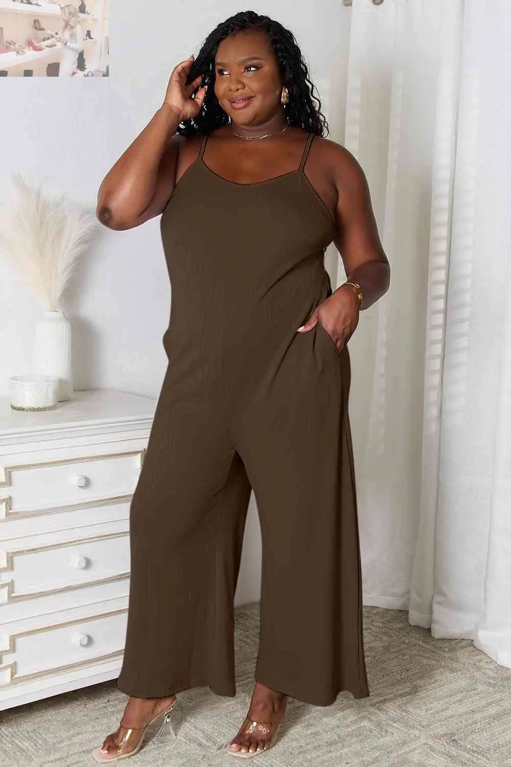 Basic Bae Full Size Spaghetti Strap V-Neck Jumpsuit - MegaSuperStar