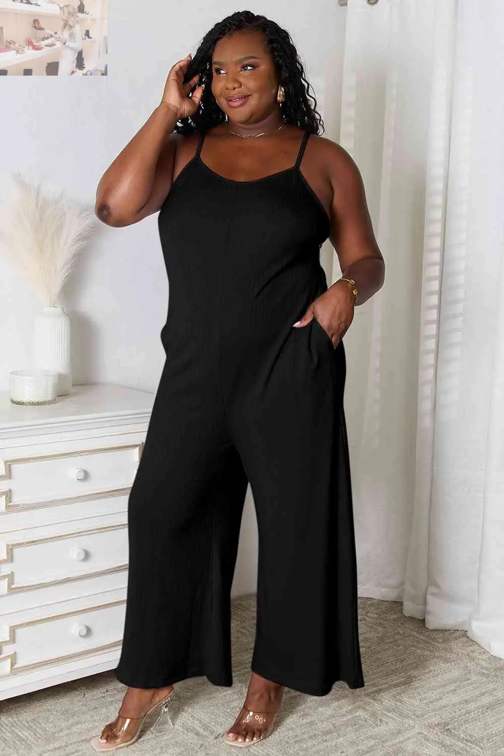 Basic Bae Full Size Spaghetti Strap V-Neck Jumpsuit - MegaSuperStar