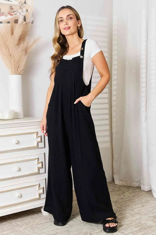 Basic Bae Wide Leg Overalls with Pockets - MegaSuperStar