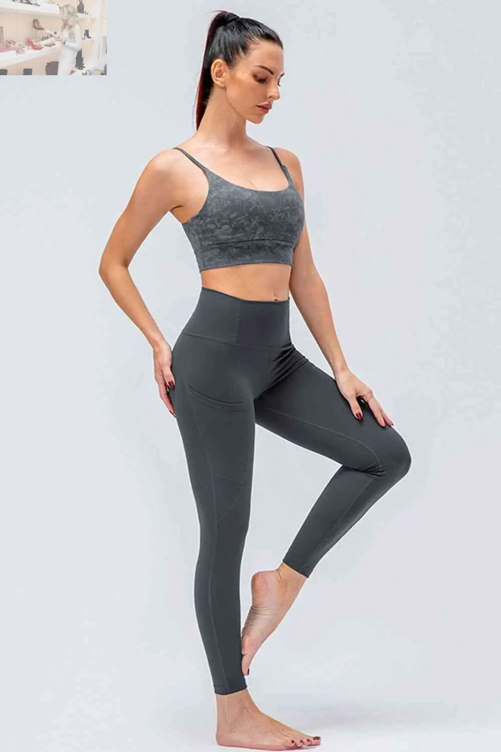 Breathable Wide Waistband Active Leggings with Pockets - MegaSuperStar