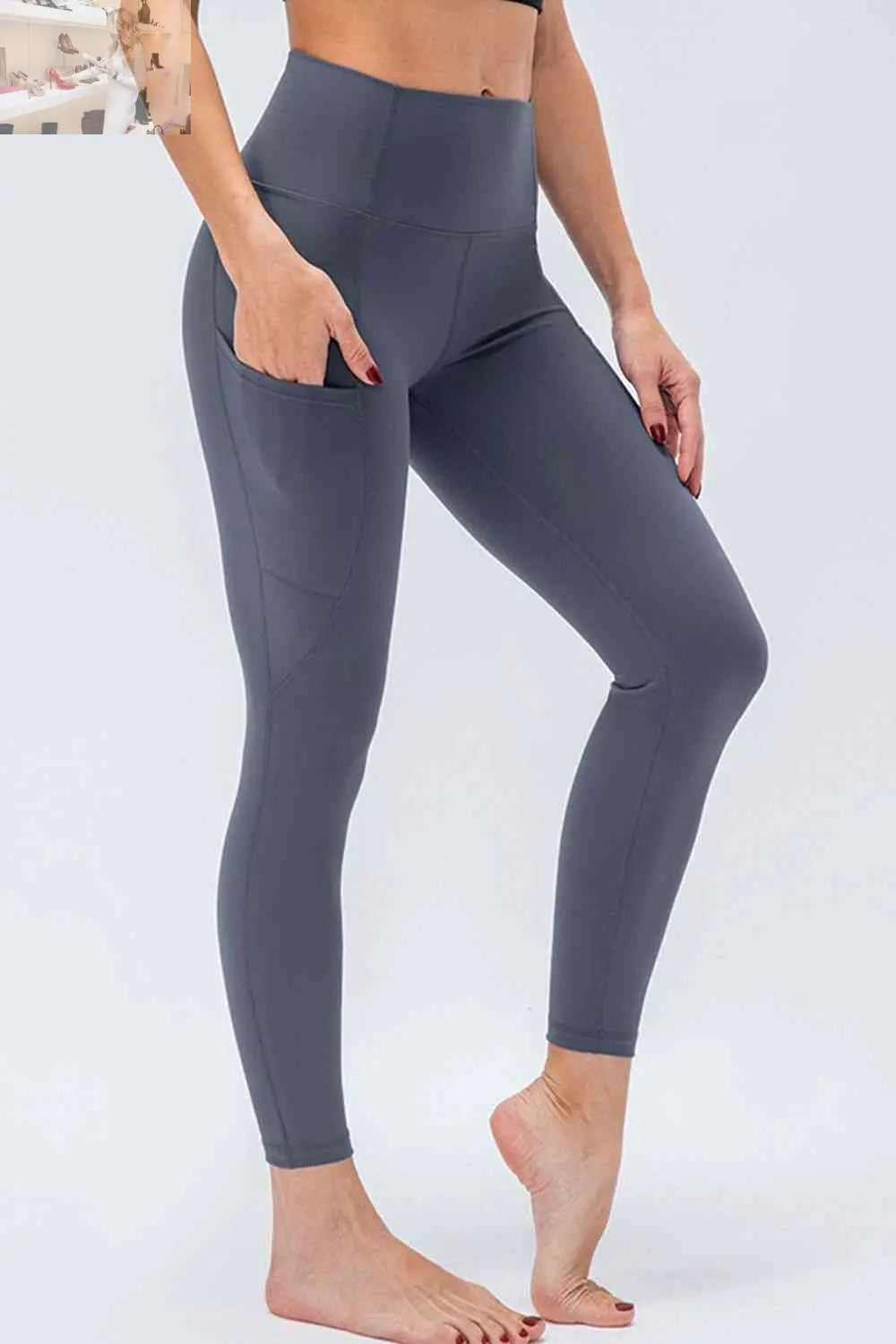 Breathable Wide Waistband Active Leggings with Pockets - MegaSuperStar