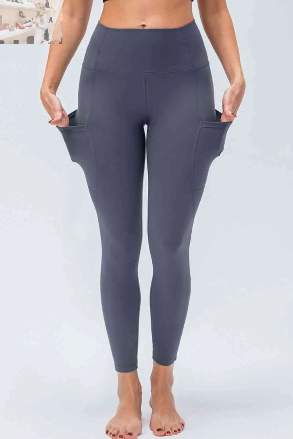 Breathable Wide Waistband Active Leggings with Pockets - MegaSuperStar