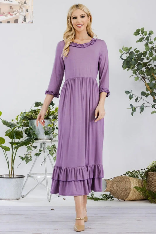 Celeste Full Size Layered Ruffle Hem Dress with Pockets