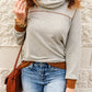 Contrast Cowl Neck Long Sleeve Top - MegaSuperStar