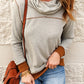 Contrast Cowl Neck Long Sleeve Top - MegaSuperStar