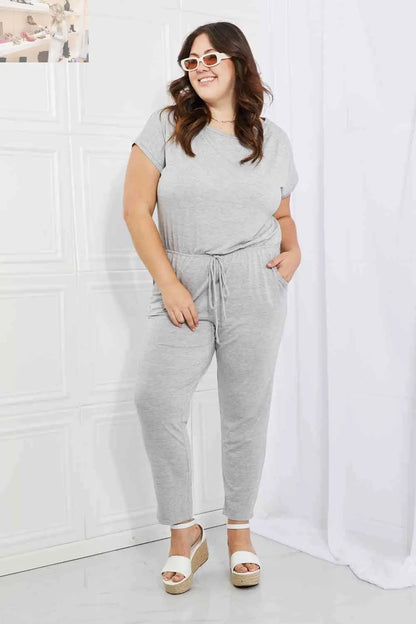 Culture Code Comfy Days Full Size Boat Neck Jumpsuit in Grey - MegaSuperStar