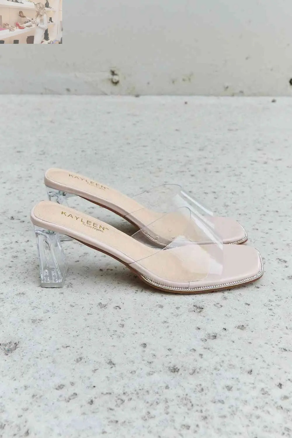 DDK Make Myself Clear Mule Block Heels - MegaSuperStar