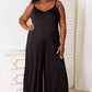 Double Take Full Size Soft Rayon Spaghetti Strap Tied Wide Leg Jumpsuit - MegaSuperStar