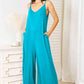 Double Take Full Size Soft Rayon Spaghetti Strap Tied Wide Leg Jumpsuit - MegaSuperStar