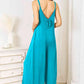 Double Take Full Size Soft Rayon Spaghetti Strap Tied Wide Leg Jumpsuit - MegaSuperStar