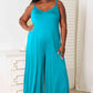 Double Take Full Size Soft Rayon Spaghetti Strap Tied Wide Leg Jumpsuit - MegaSuperStar