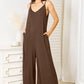 Double Take Full Size Soft Rayon Spaghetti Strap Tied Wide Leg Jumpsuit - MegaSuperStar