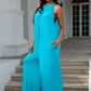 Double Take Full Size Tie Back Cutout Sleeveless Jumpsuit - MegaSuperStar