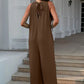 Double Take Full Size Tie Back Cutout Sleeveless Jumpsuit - MegaSuperStar
