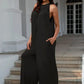 Double Take Full Size Tie Back Cutout Sleeveless Jumpsuit - MegaSuperStar