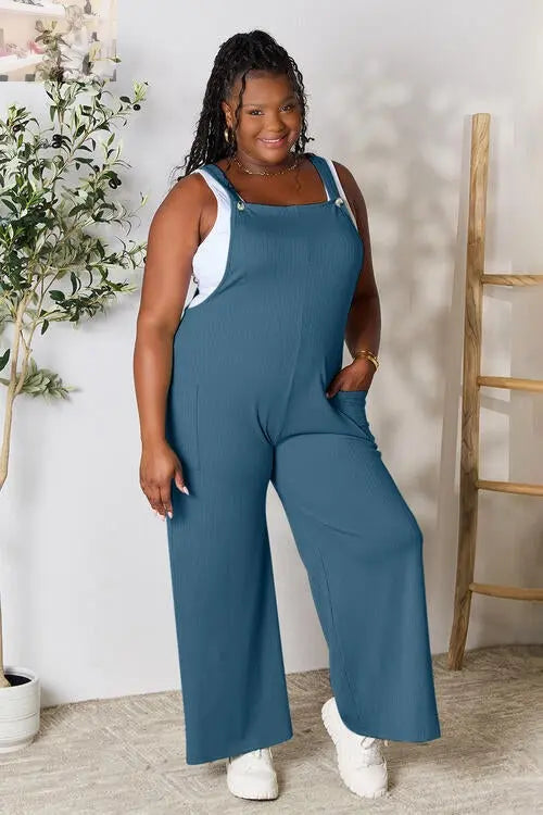 Double Take Full Size Wide Strap Overall with Pockets - MegaSuperStar