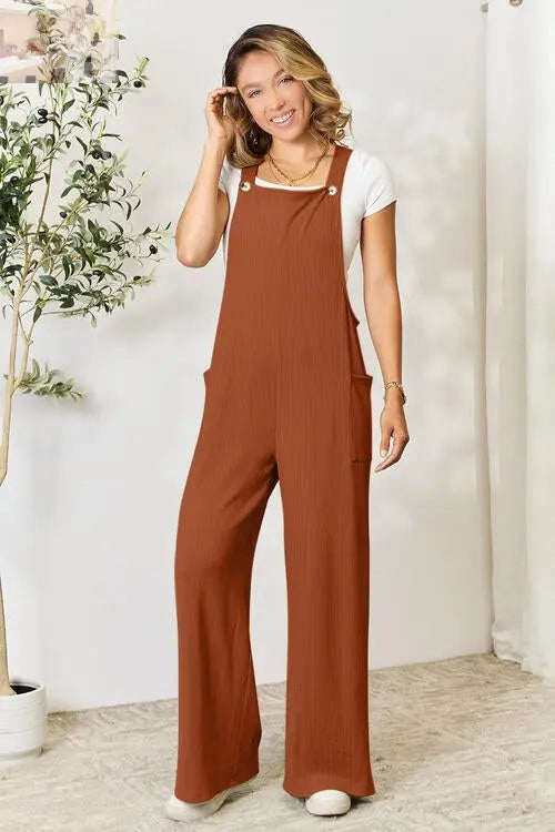 Double Take Full Size Wide Strap Overall with Pockets - MegaSuperStar