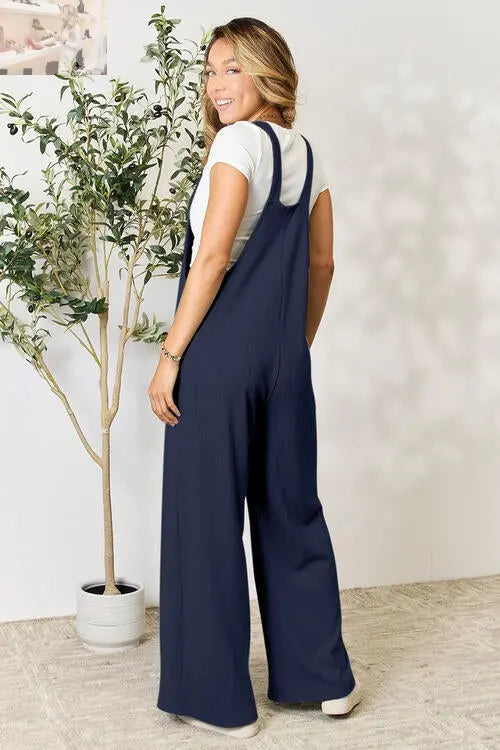 Double Take Full Size Wide Strap Overall with Pockets - MegaSuperStar