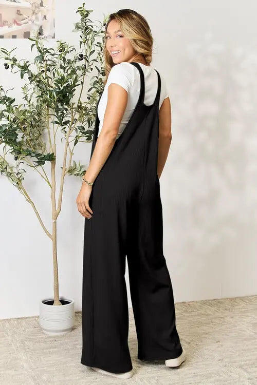 Double Take Full Size Wide Strap Overall with Pockets - MegaSuperStar