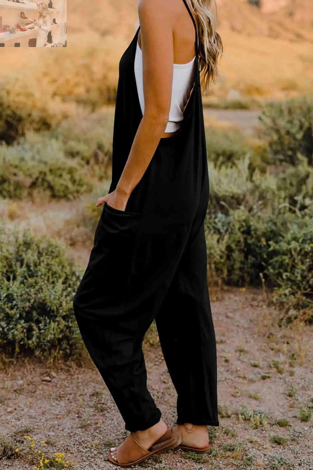 Double Take  V-Neck Sleeveless Jumpsuit with Pocket - MegaSuperStar