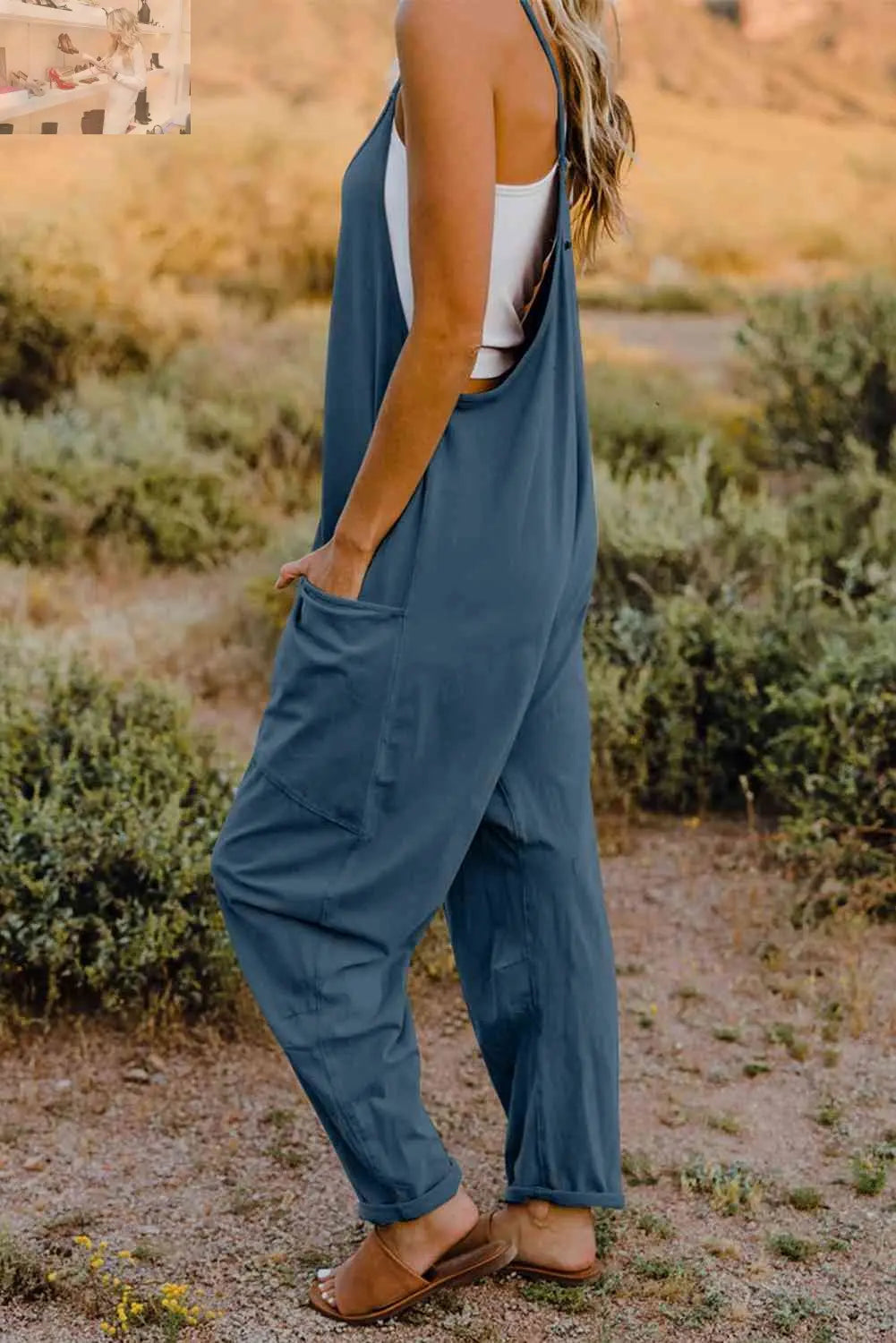 Double Take  V-Neck Sleeveless Jumpsuit with Pocket - MegaSuperStar